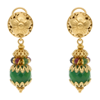 Aretes largos esmeraldas, rubíes y zafiros 18K