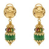 Aretes largos esmeraldas, rubíes y zafiros 18K