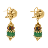 Aretes largos esmeraldas, rubíes y zafiros 18K