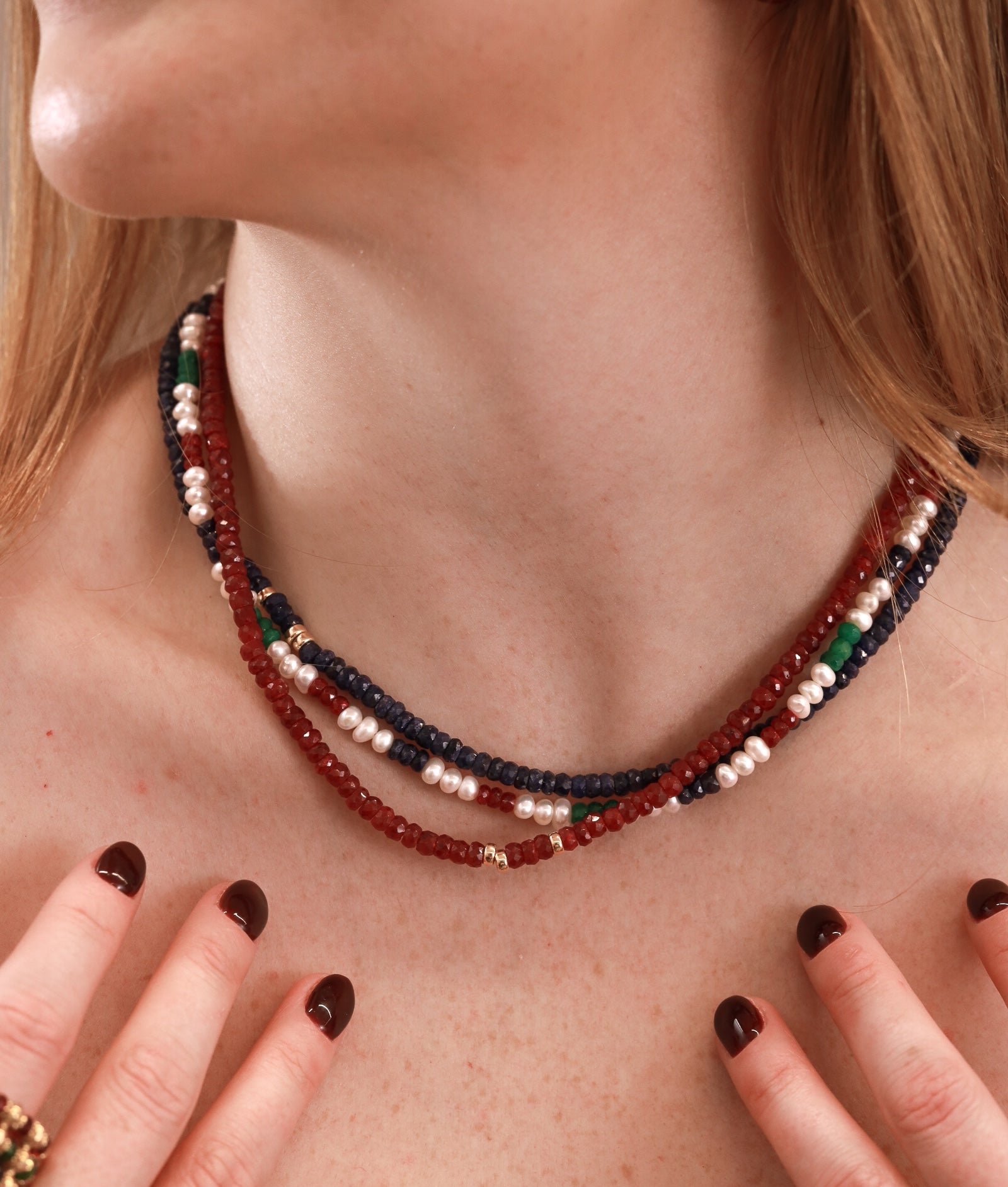 Collar jade rojo 10K