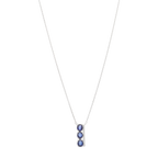 Collar dije barra 3 zafiros oval y diamantes 14K