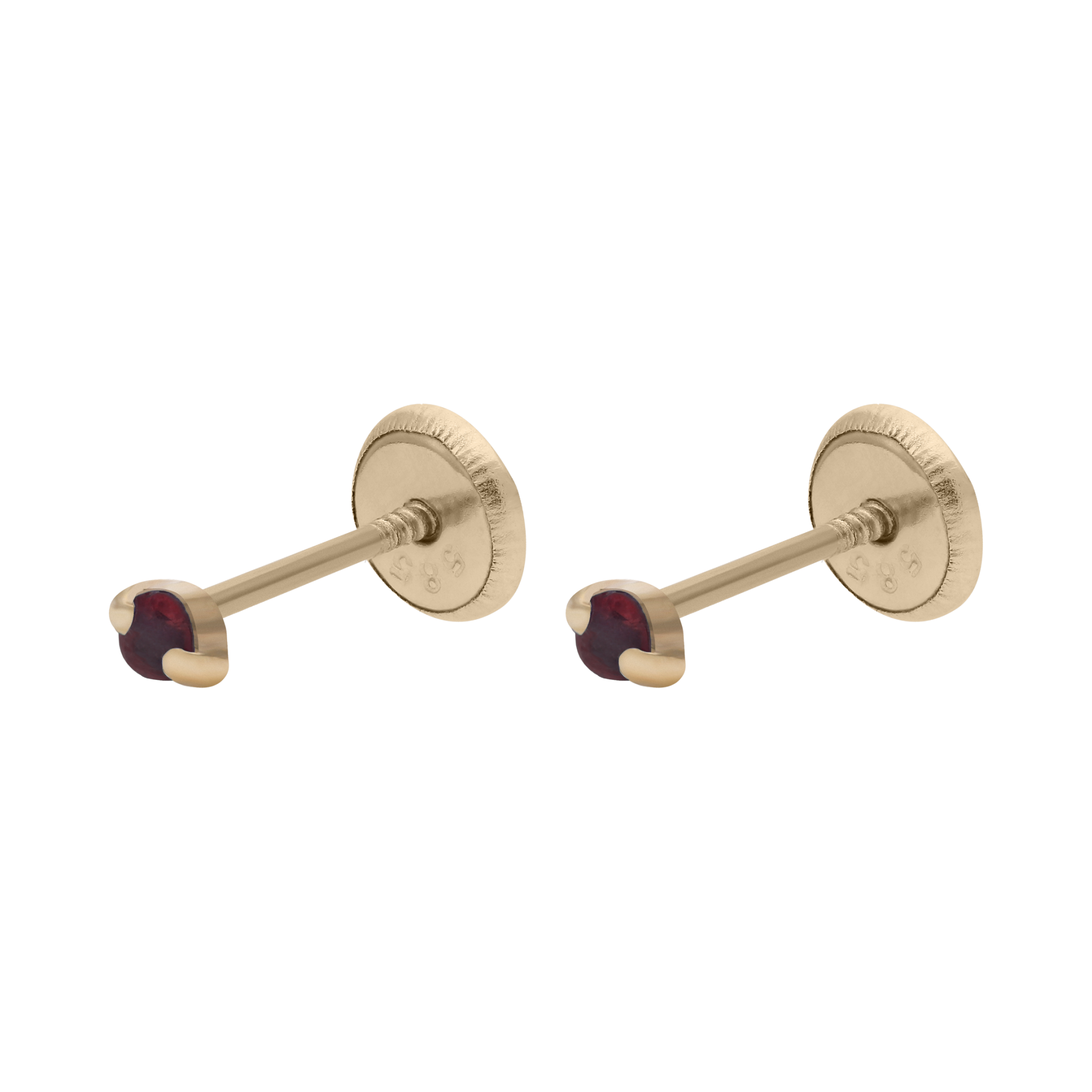 Broquel mini rubí/zafiro 14K