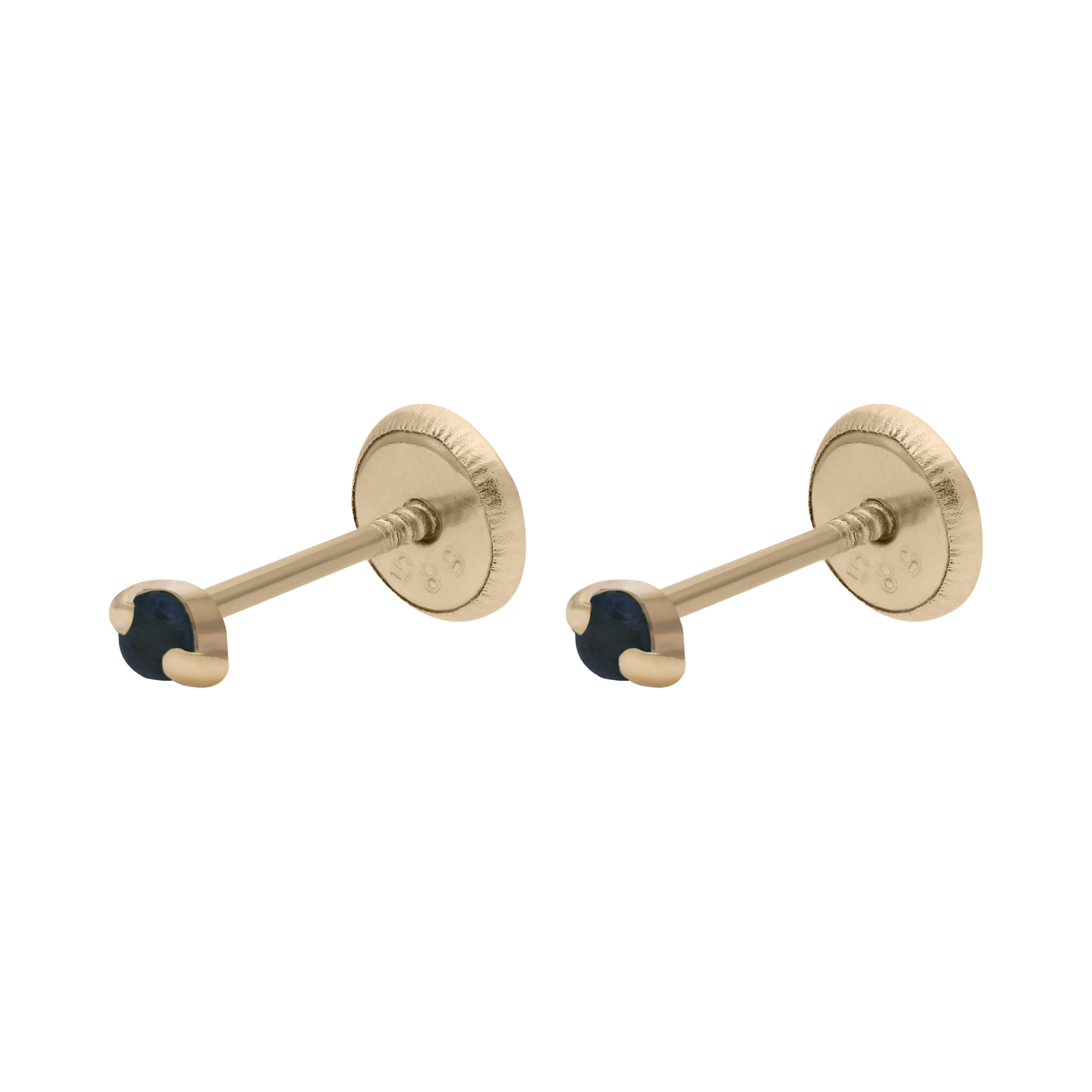 Broquel mini rubí/zafiro 14K