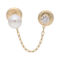 Broquel perla, cadena y circonia 14K