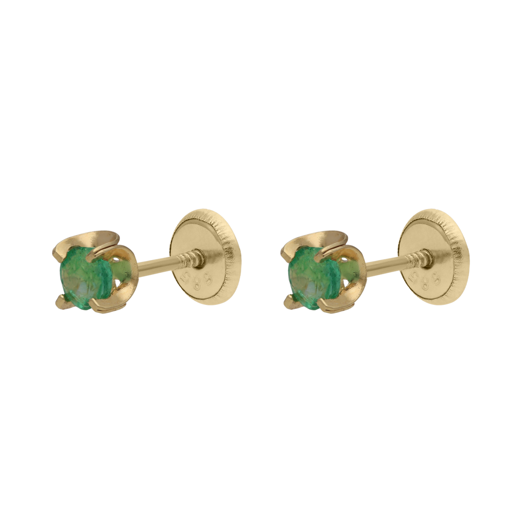 Broquel esmeralda/rubí/zafiro 14K