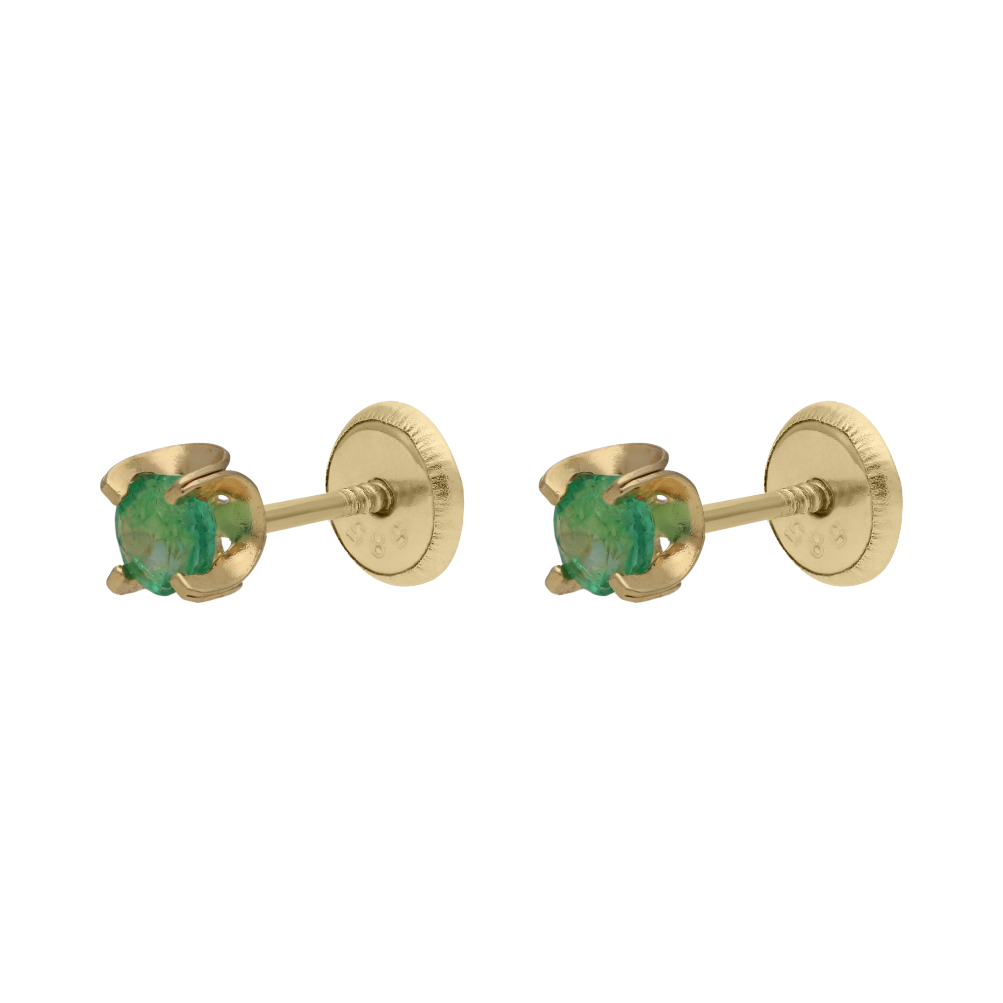 Broquel esmeralda/rubí/zafiro 14K