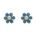 Broquel flor piedras/ perla 14K