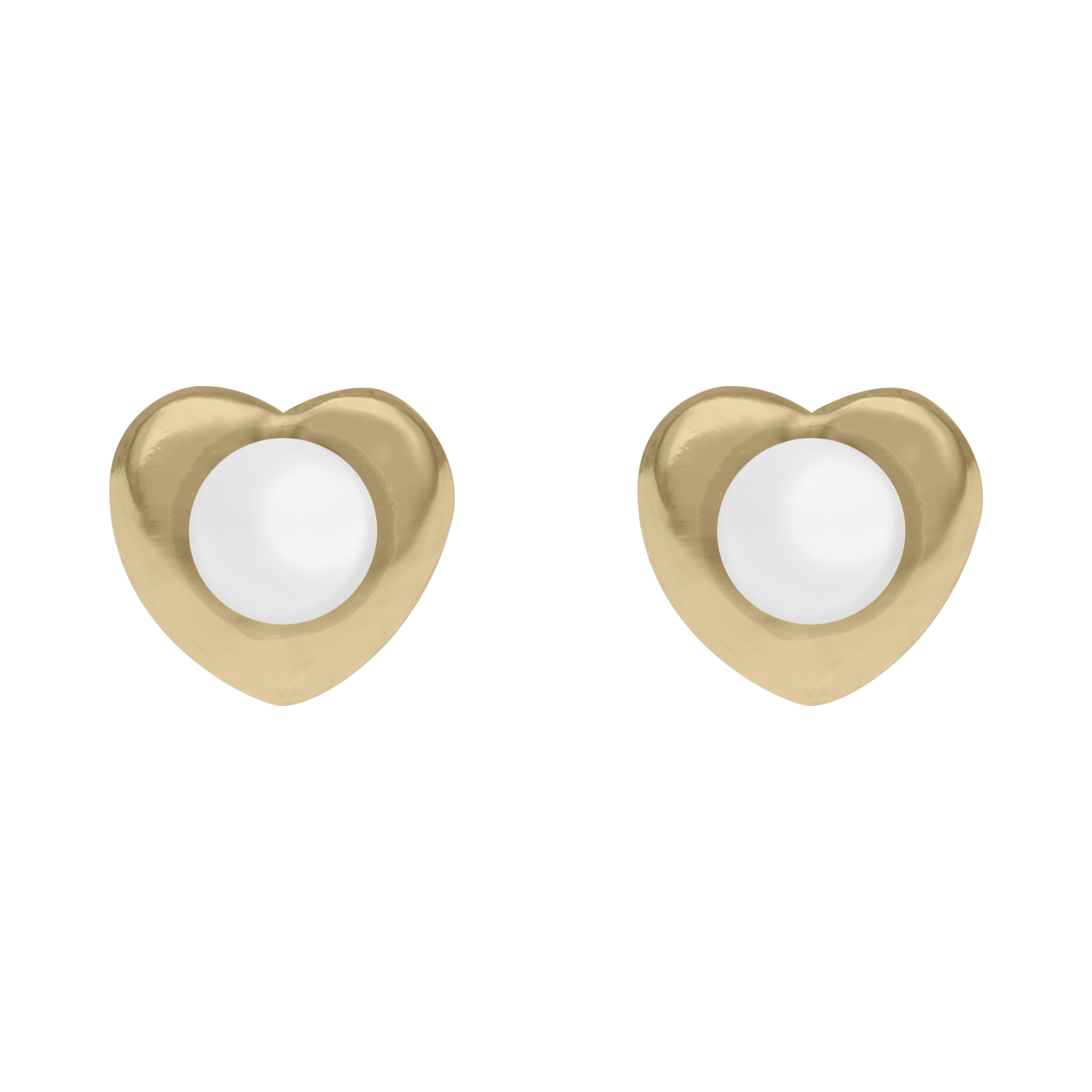 Broquel corazón perla 14K