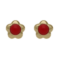 Broquel flor turquesa/coral 14K