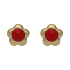 Broquel flor turquesa/coral 14K