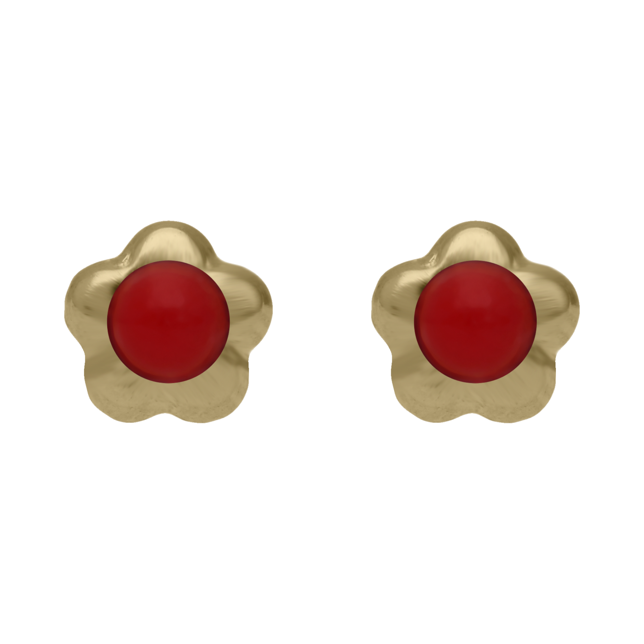 Broquel flor turquesa/coral 14K