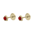 Broquel flor turquesa/coral 14K