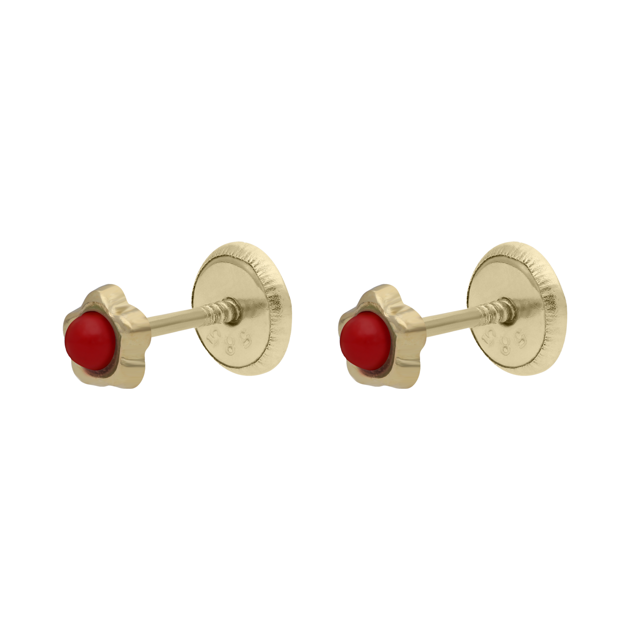 Broquel flor turquesa/coral 14K