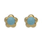 Broquel flor turquesa/coral 14K