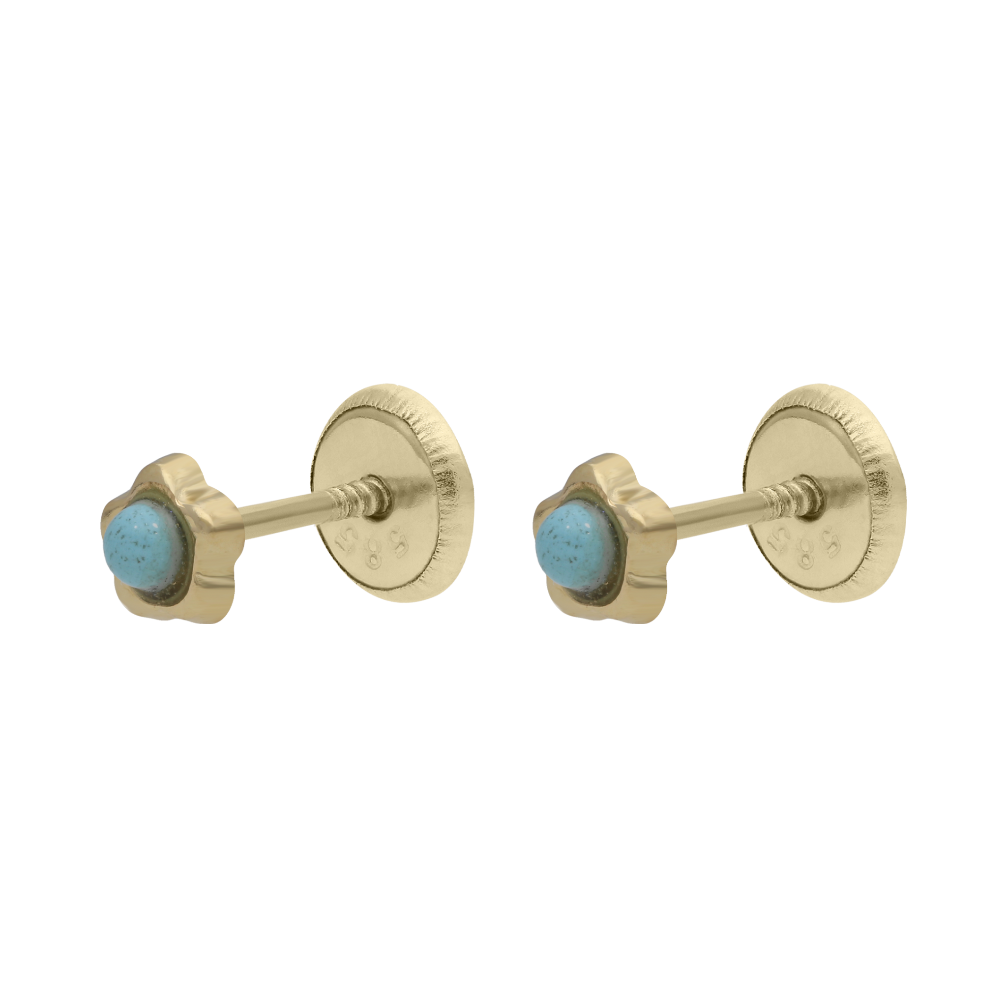 Broquel flor turquesa/coral 14K