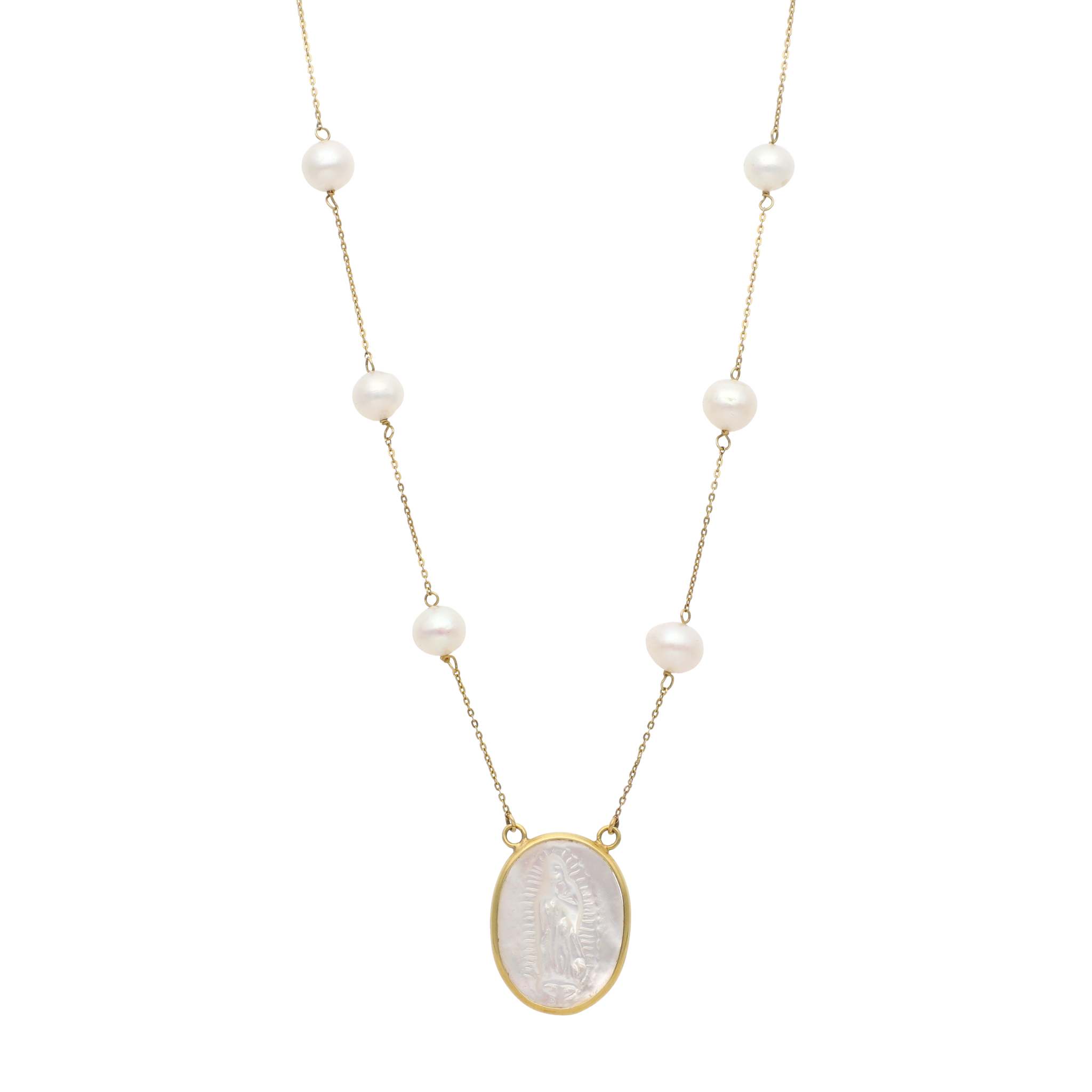 Collar perlas 5mm Guadalupe madre perla 14K