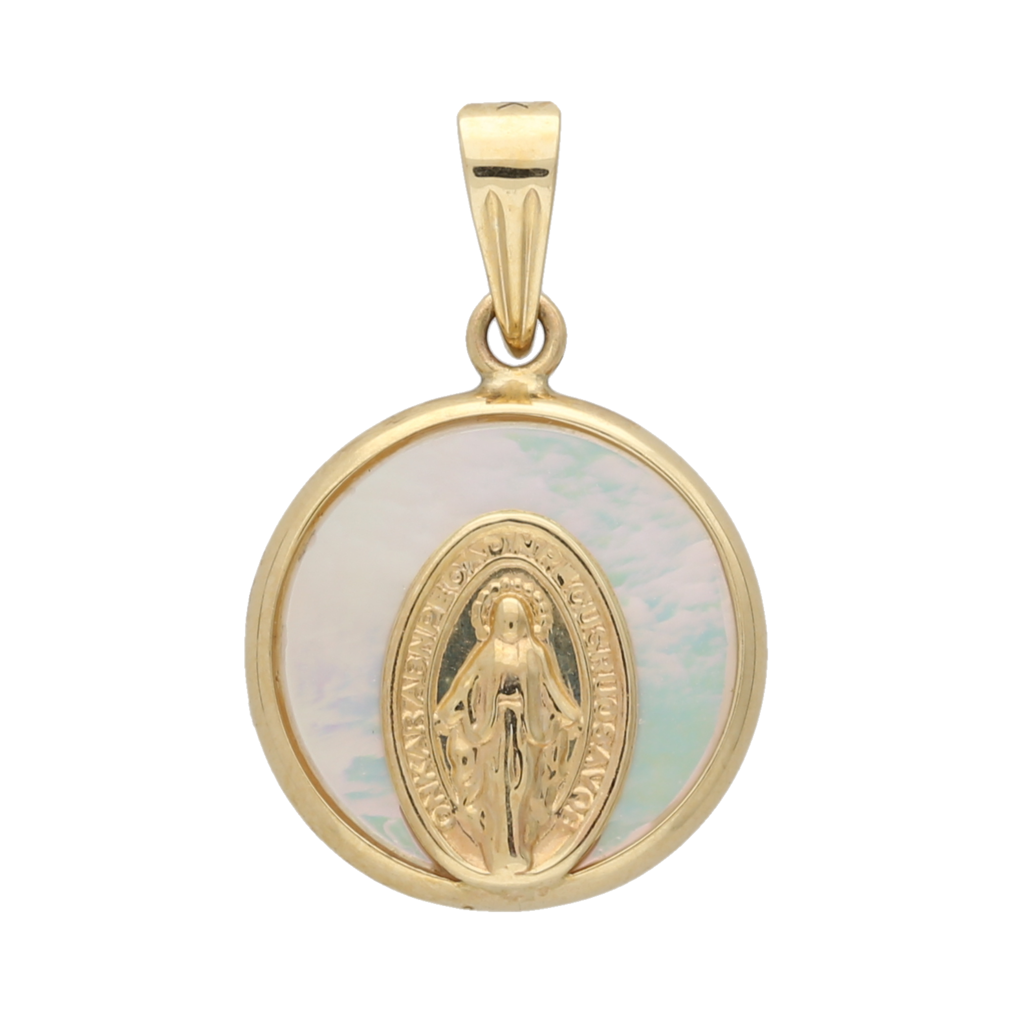 Medalla Milagrosa madre perla 14K