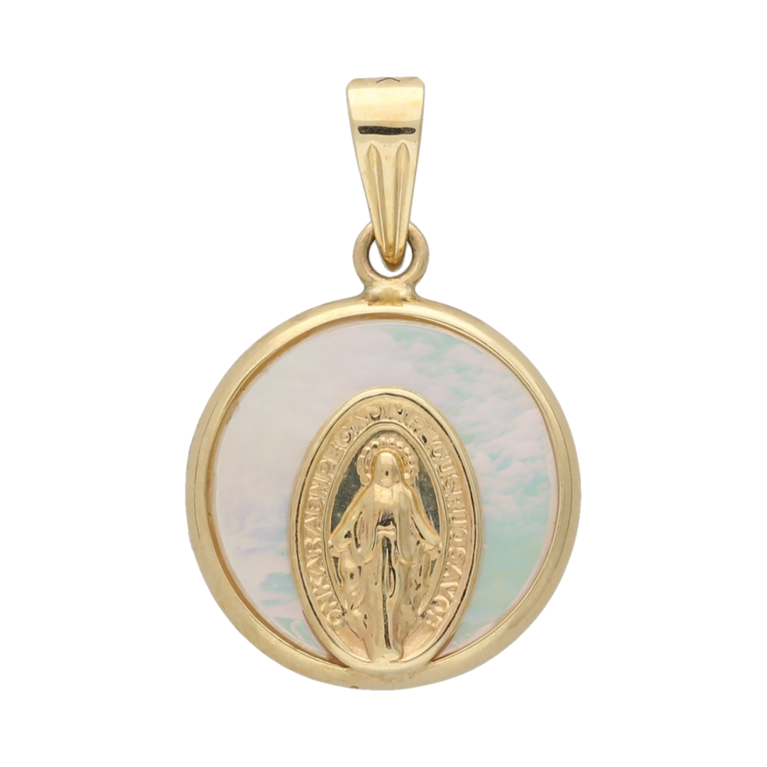 Medalla Milagrosa madre perla 14K