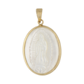Medalla oval madre perla Guadalupe 14K