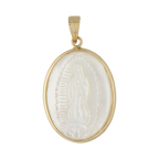 Medalla oval madre perla Guadalupe 14K