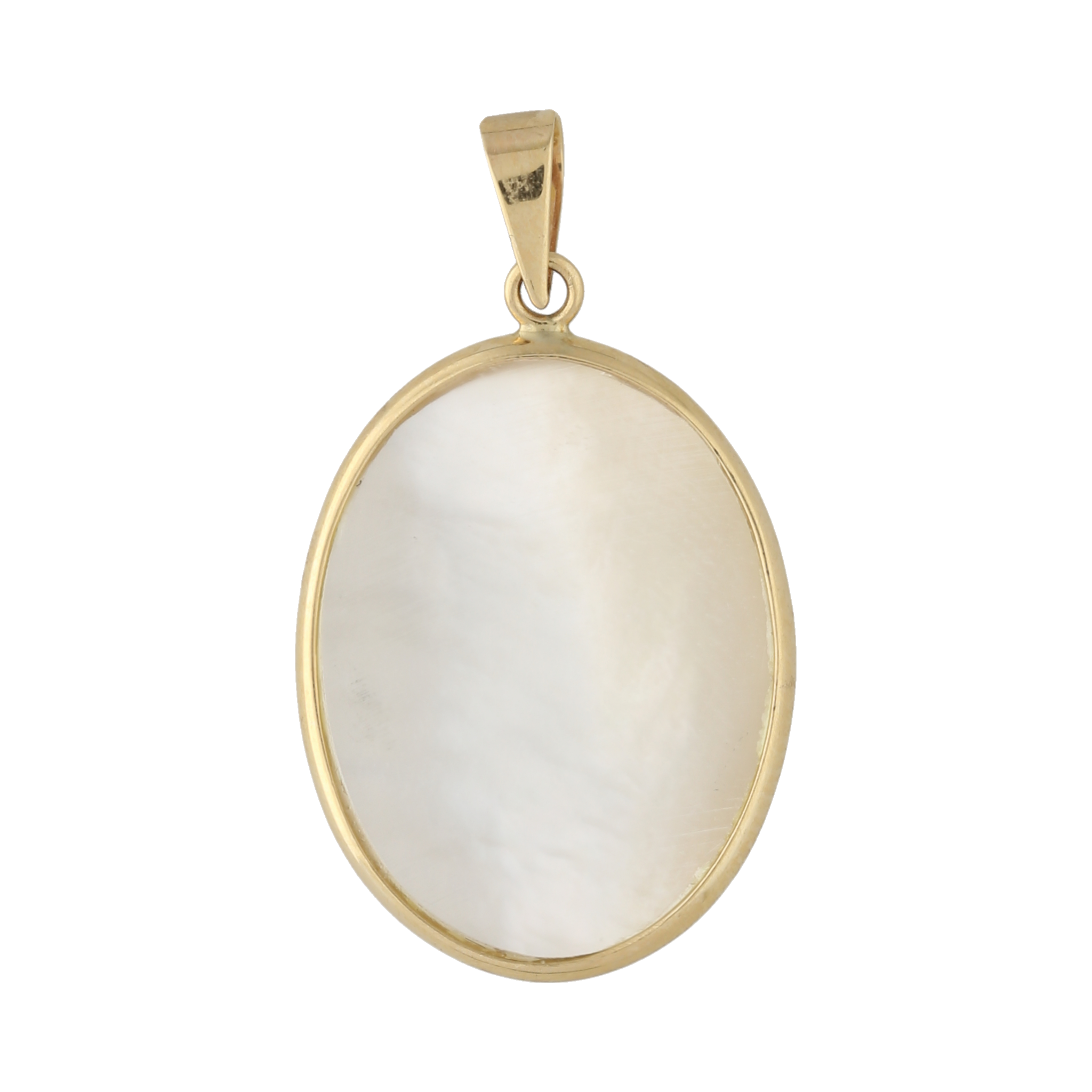 Medalla oval madre perla Guadalupe 14K