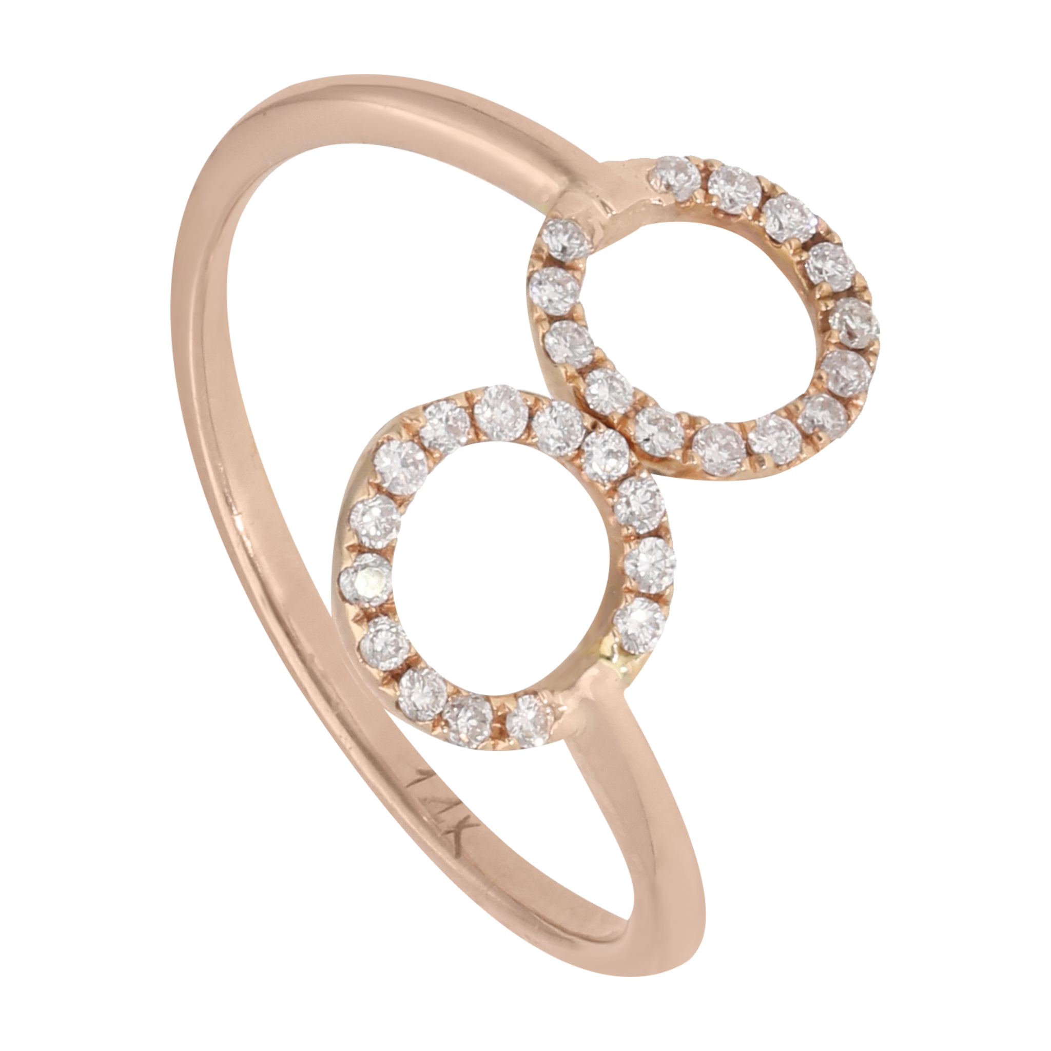 Anillo 2 cículos brillantes 14K