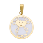 Medalla niña madre perla 14K