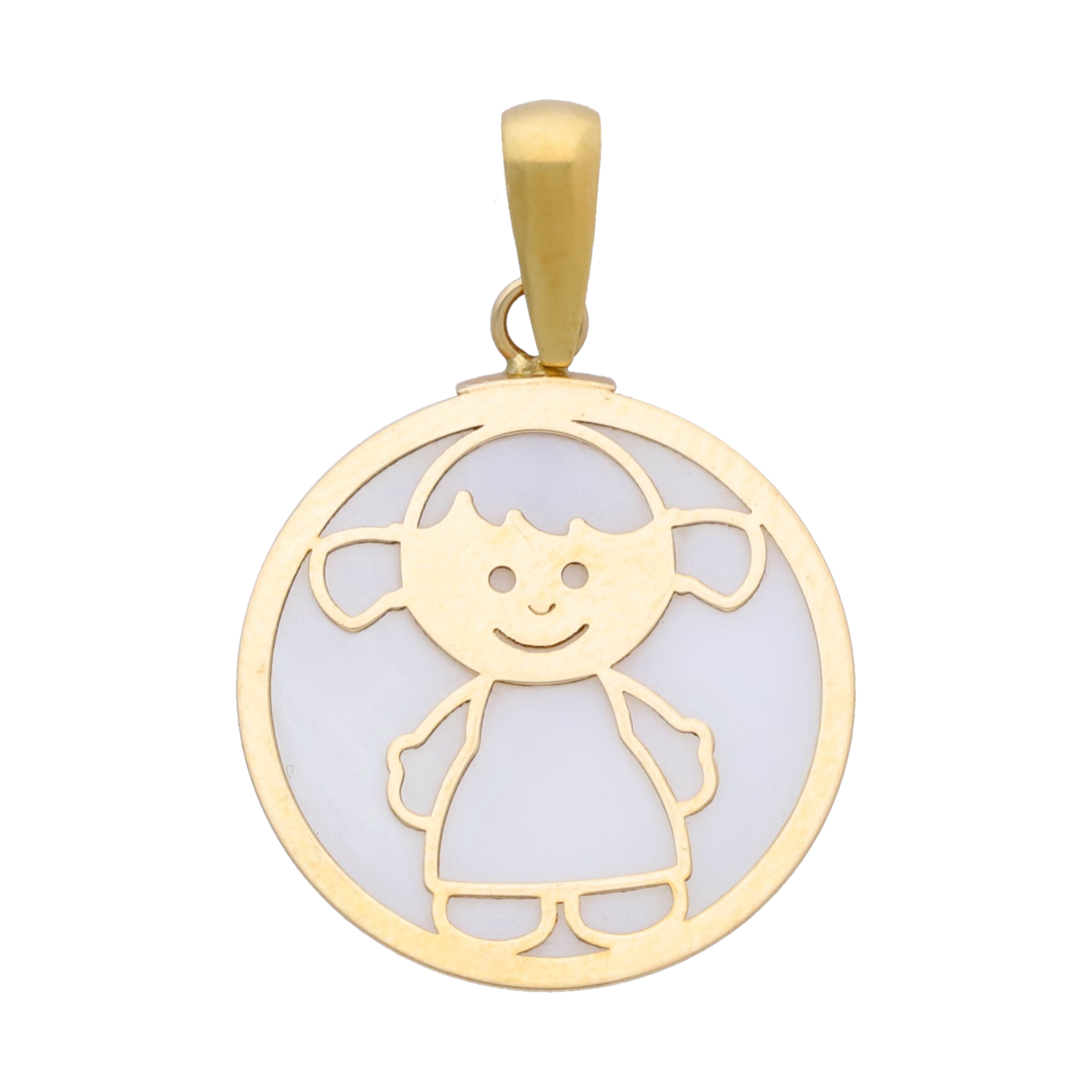 Medalla niña madre perla 14K