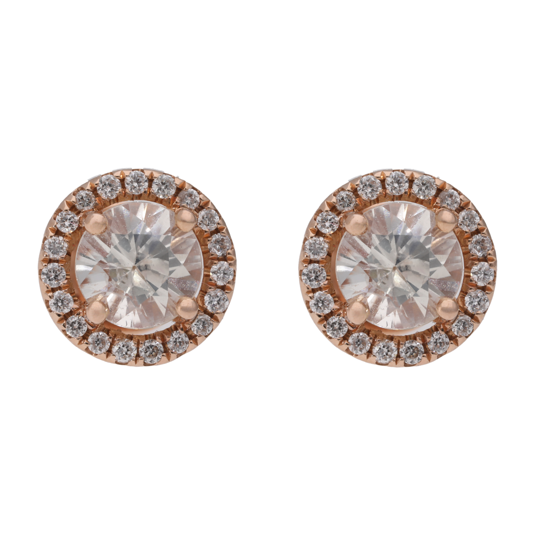 Broquel zafiro blanco oro rosa 14K