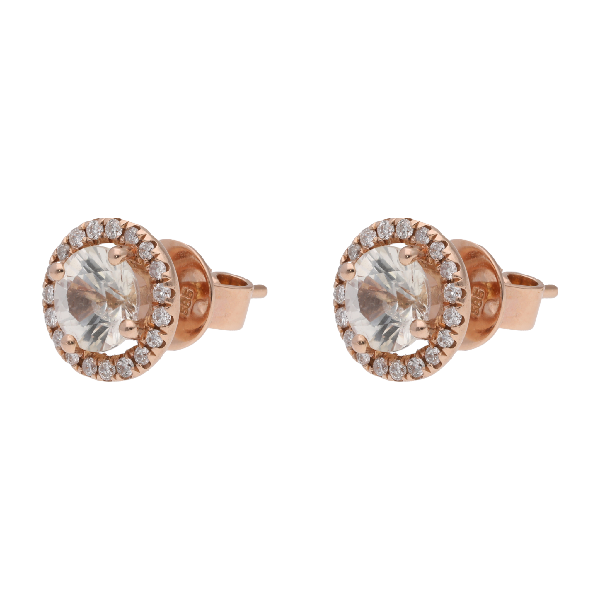 Broquel zafiro blanco oro rosa 14K