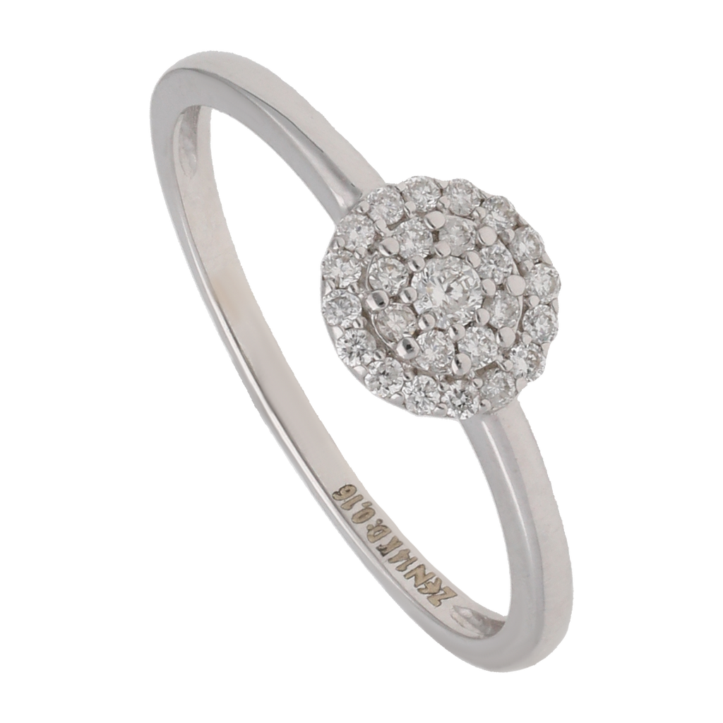Anillo 3 filas brillantes 14K
