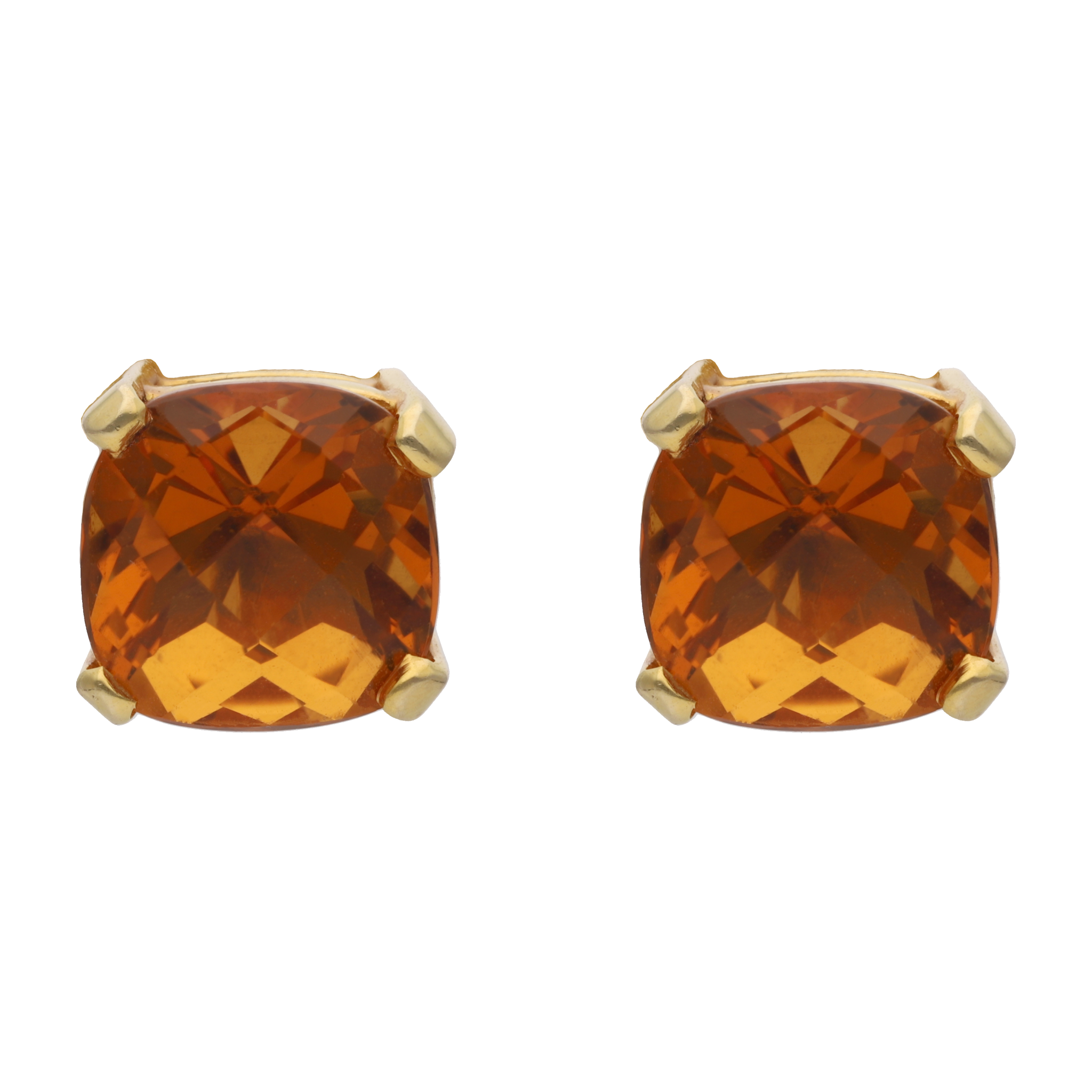 Broquel citrina cushion 4 uñas 14K