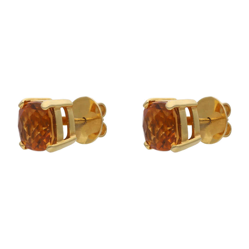 Broquel citrina cushion 4 uñas 14K