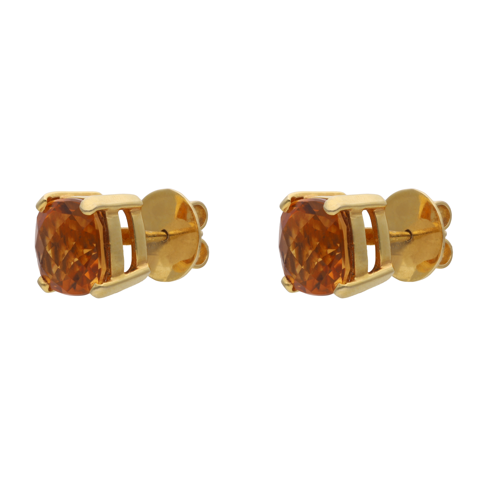 Broquel citrina cushion 4 uñas 14K