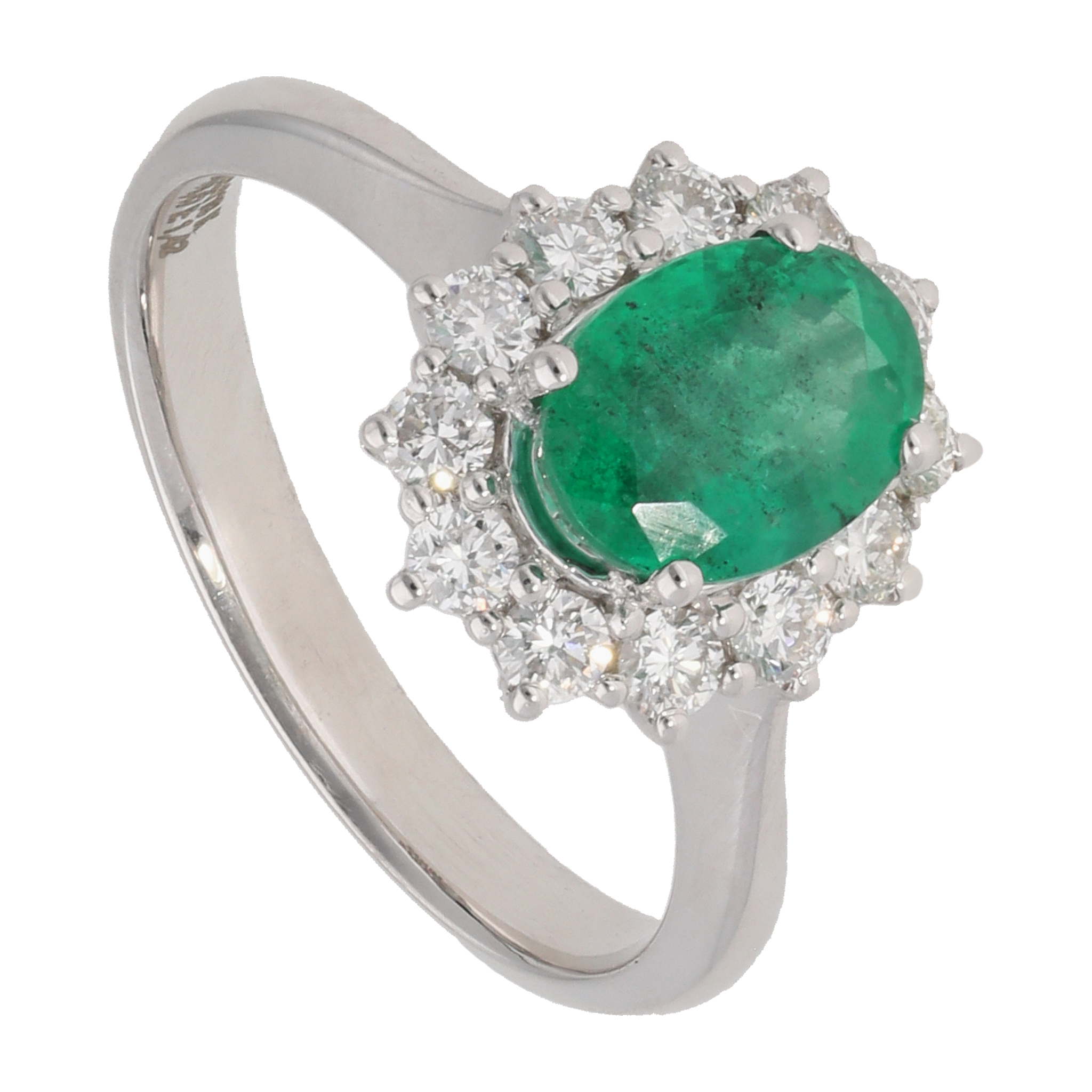 Anillo esmeralda y brillantes 14K