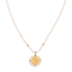 Collar hilo perlas medalla Guadalupe 14K