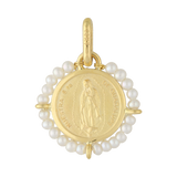 Medalla Virgen de Guadalupe 14K mini perlas