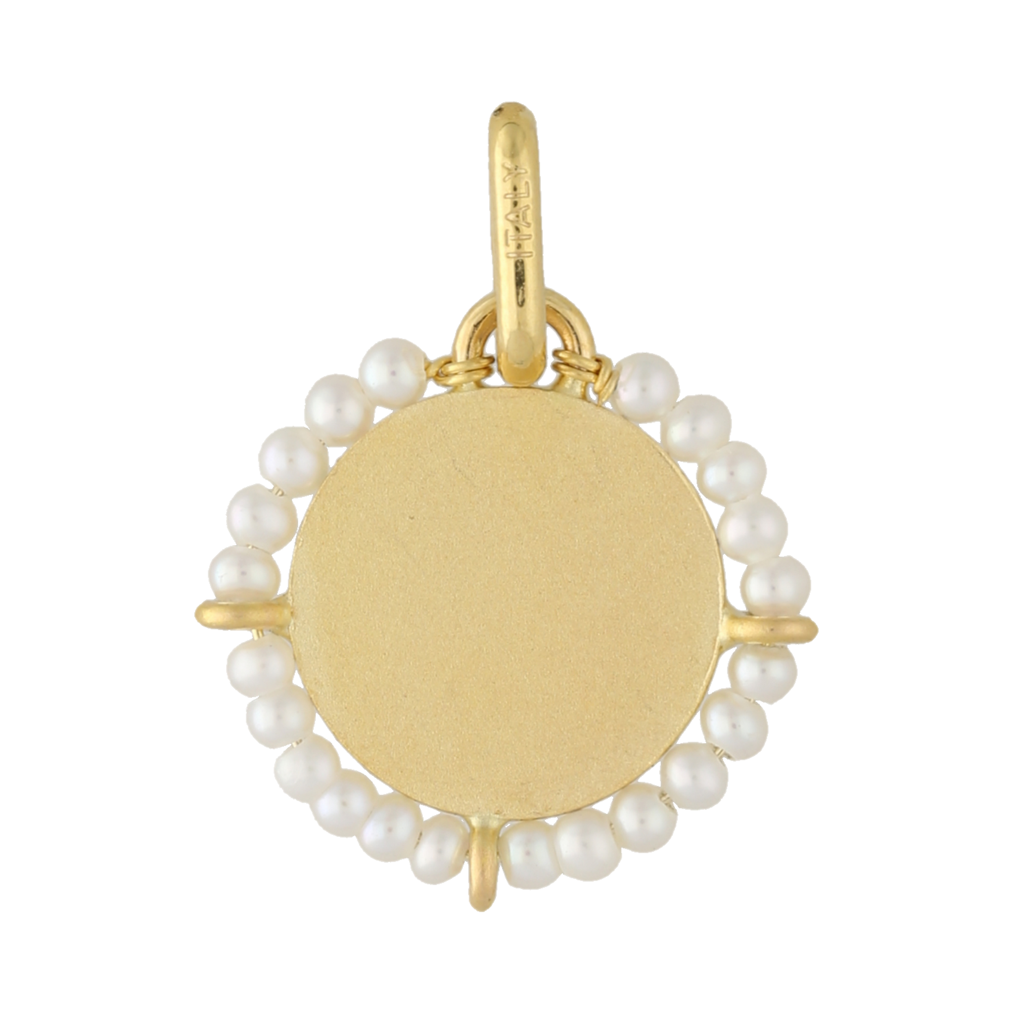 Medalla Virgen de Guadalupe 14K mini perlas