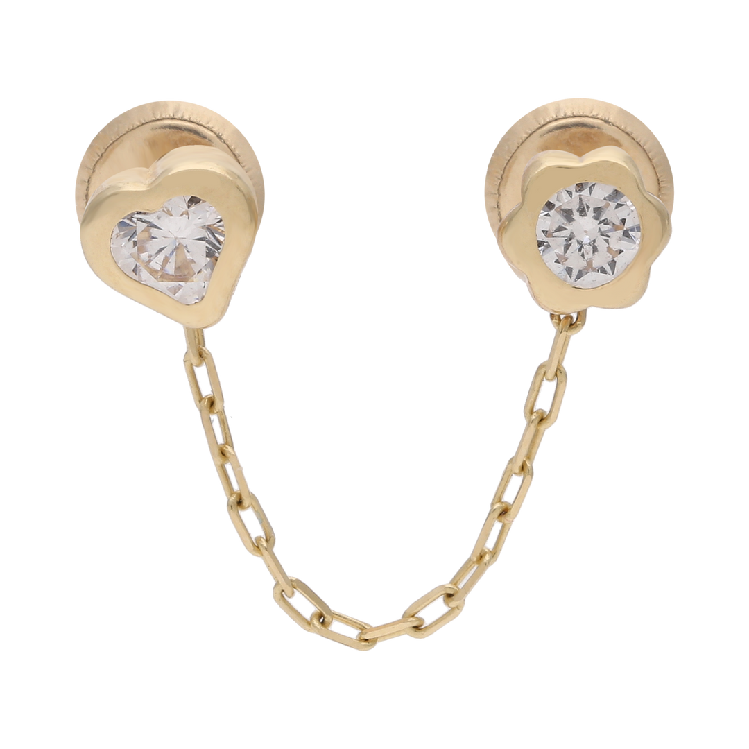 Broquel cadena y circonias 14K