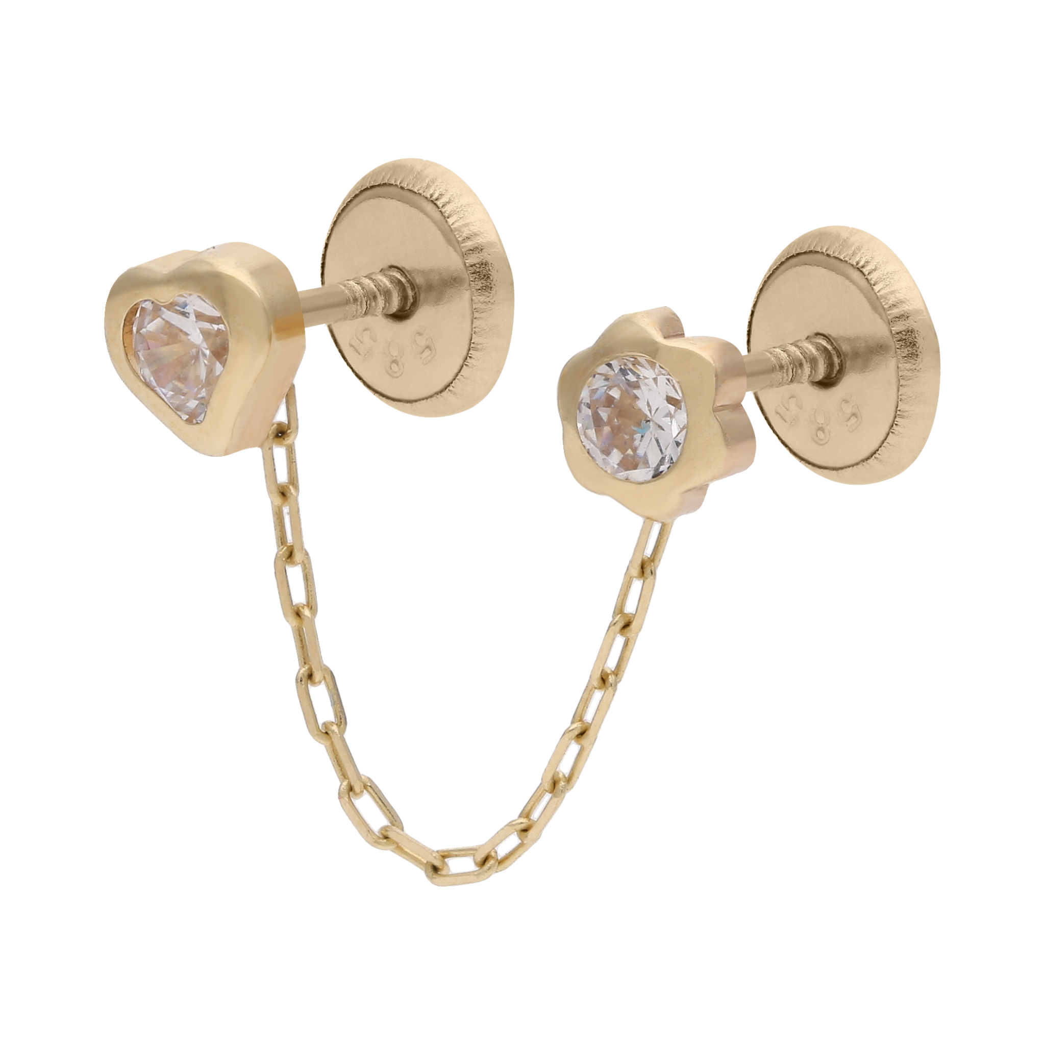 Broquel cadena y circonias 14K