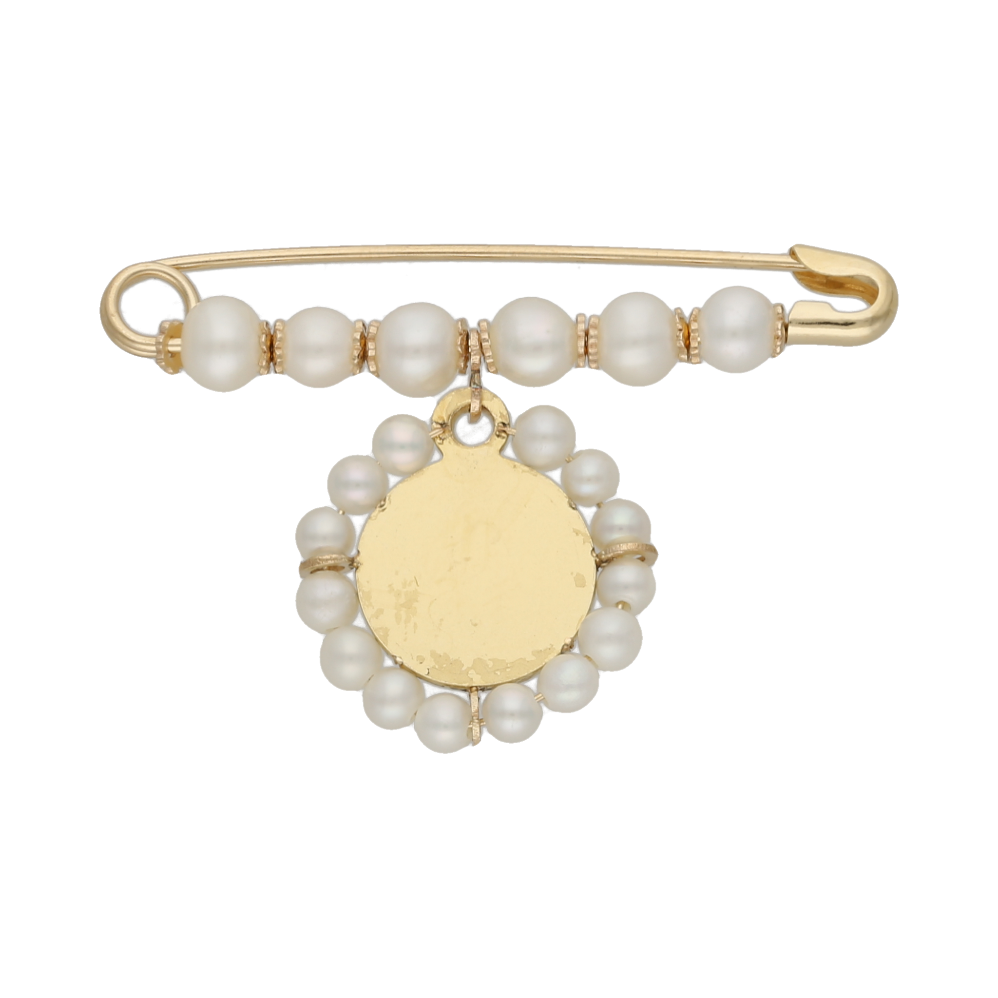 Seguro perlitas medalla Guadalupe 14K