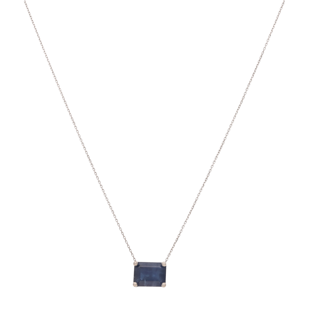 Set collar y broquel zafiro oro blanco 14K