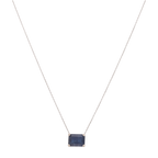 Set collar y broquel zafiro oro blanco 14K