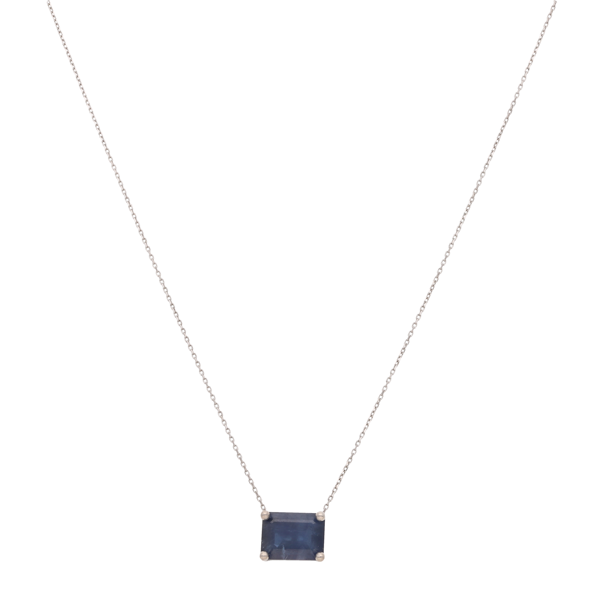 Set collar y broquel zafiro oro blanco 14K