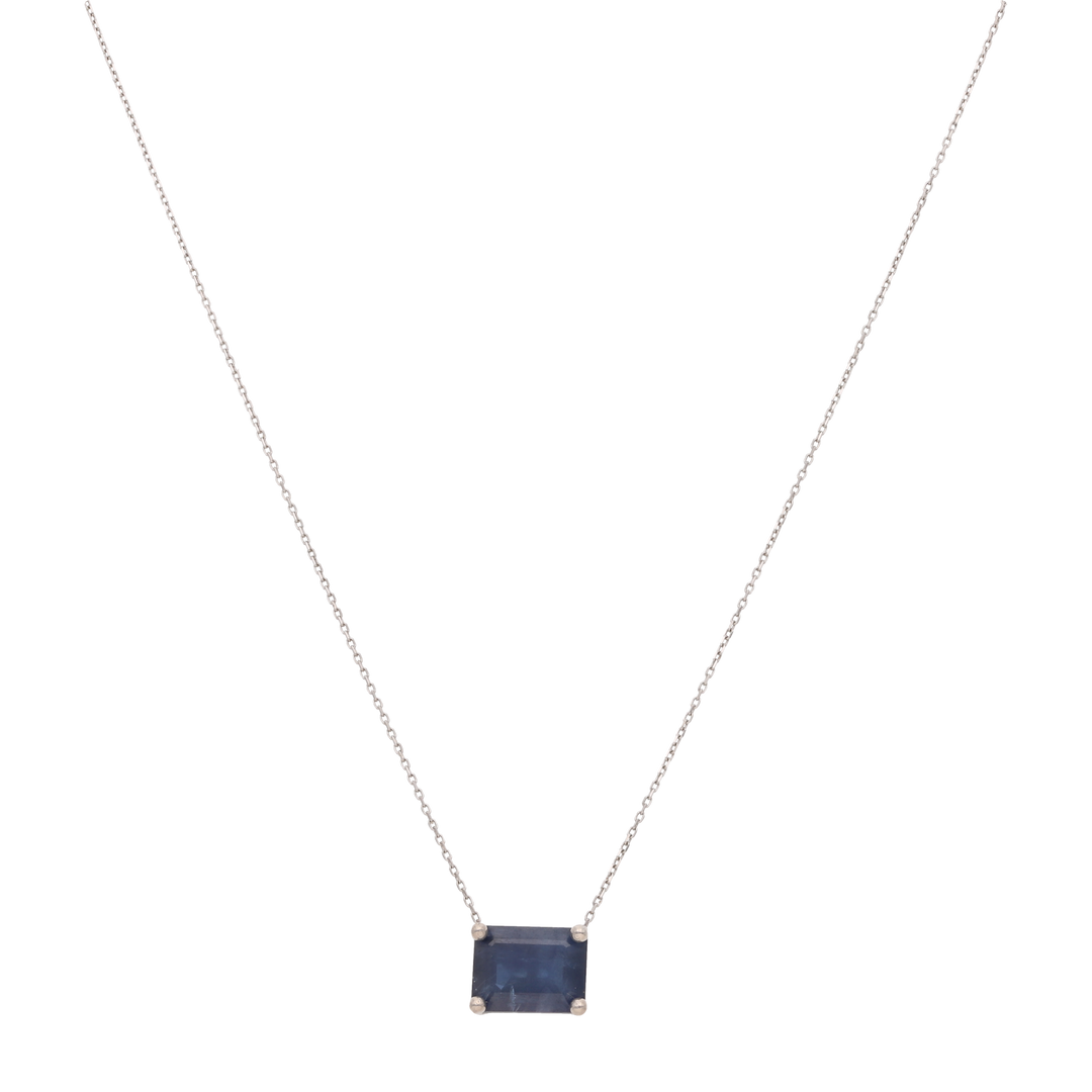 Set collar y broquel zafiro oro blanco 14K