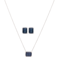 Set collar y broquel zafiro oro blanco 14K