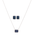 Set collar y broquel zafiro oro blanco 14K