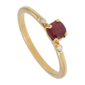 Anillo rubí y 2 brillantes 14K