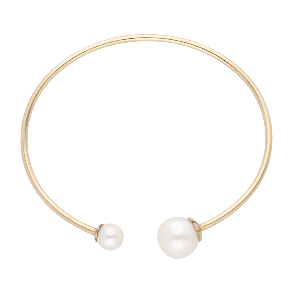 Aro flexible 2 perlas 14K