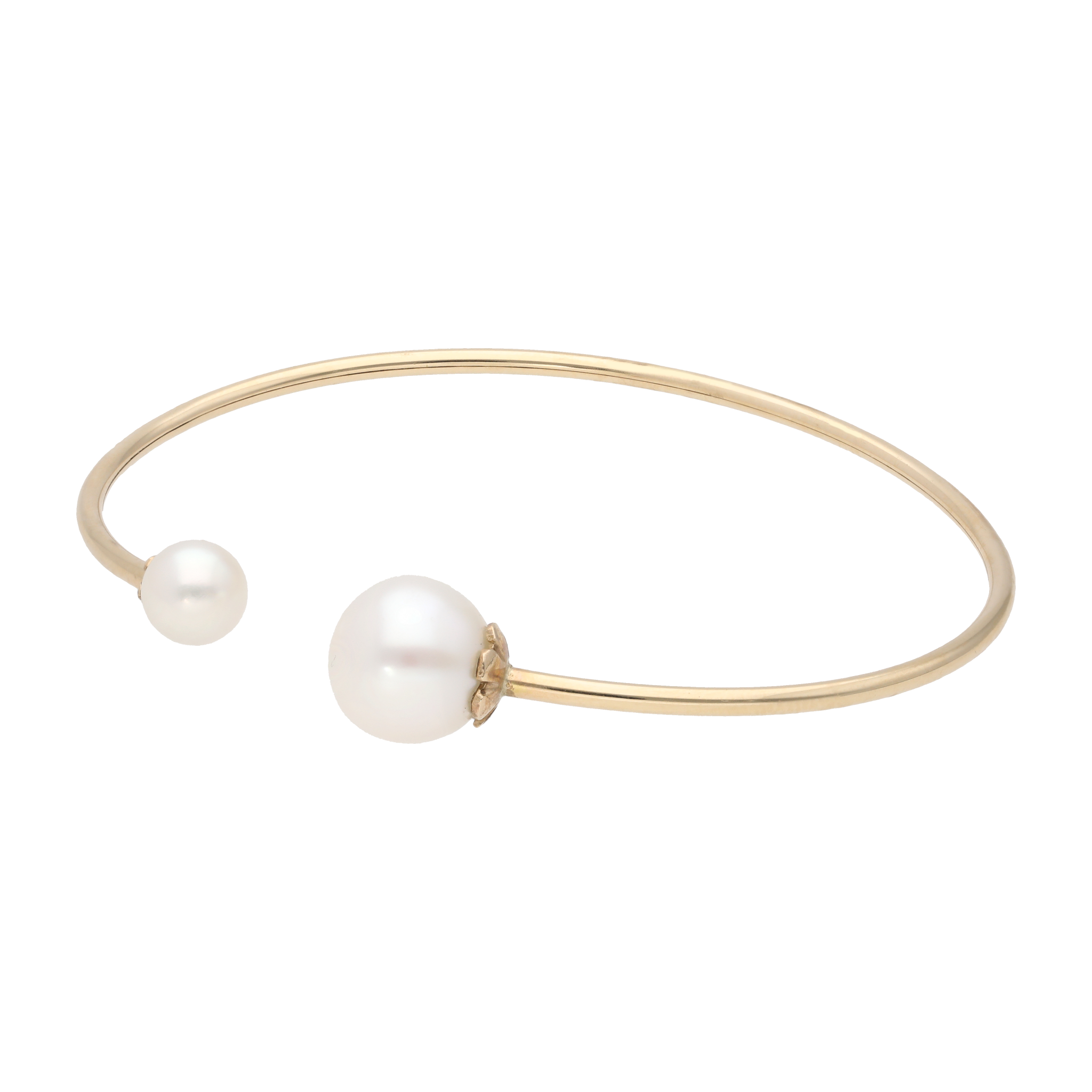 Aro flexible 2 perlas 14K